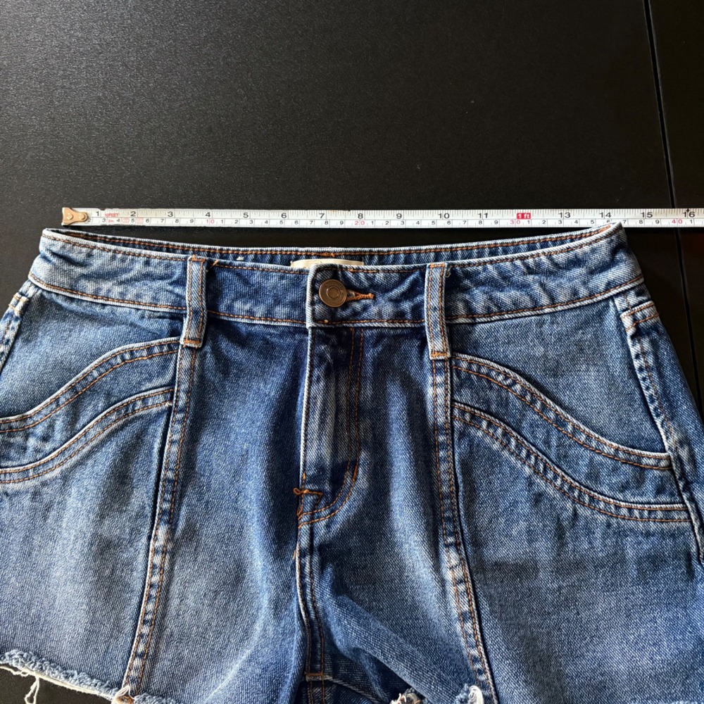 Cotton denim midrise cutoff shorts Shyann frayed raw hem cowboy western size 29 - Picture 9 of 9